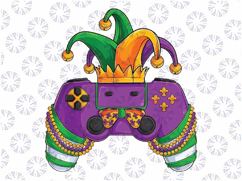 Funny Mardi Gras Video Games Controller Jester Hat Gamer Png ,Mardi Gras Png, Digital download