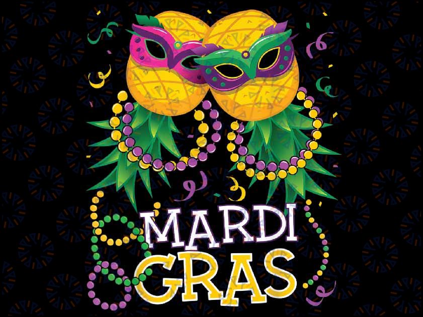 Funny Upside Down Pineapple Swinger Mardi Gras Beads Womens Png ,Mardi Gras Png, Digital download