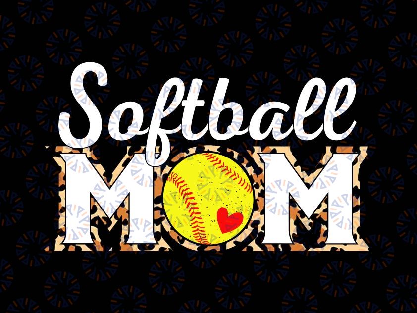 Cute Softball Mom Png, Leopard Print Mothers Day Png, Softball Mom Png, Leopard Heart Png