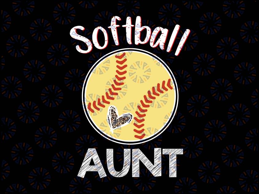 Softball Aunt Leopard Ball Png, Funny Mother's Day Png, Softball Aunt Png, Leopard Heart Png, Leopard Print Png, Sports Png