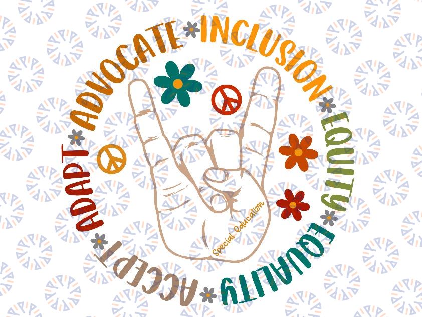 Advocate Inclusion Equity Equality Accept Adapt Png, Autism Teacher Svg, Special Education, Autism Awareness Svg, Mother's Day, Digital Download