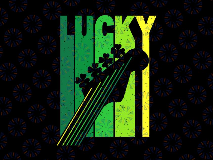 Lucky Irish Shamrock Guitar for Guitarist St Patrick' Png, St. Patricks Day Png, Funny St. Patrick's Day Png, Sublimation