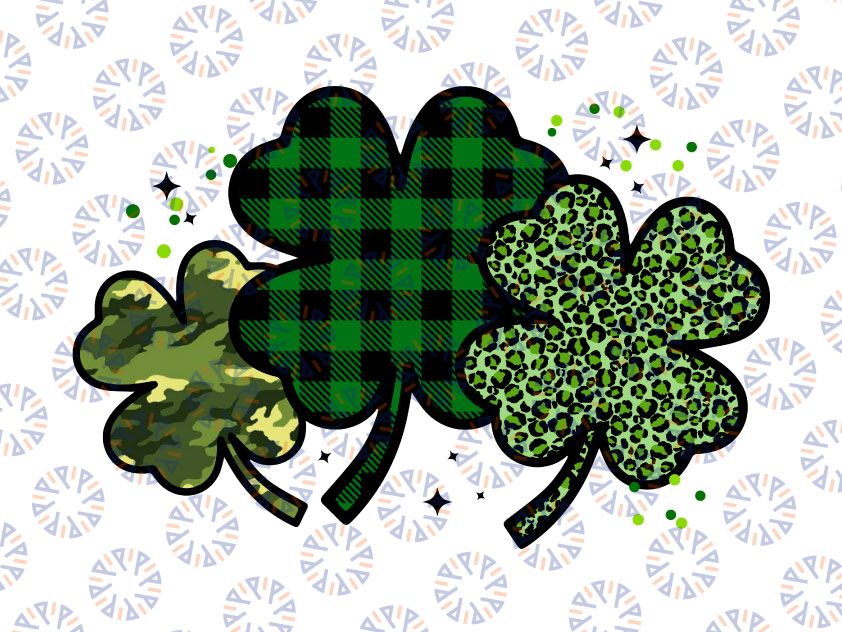 Shamrock Leopard Camouflage Png, Plaid Green St Patrick Day Png, Shamrock St Patricks Day PNG, Leopard Clover, Sublimation Design Download