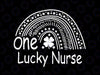 One Lucky Nurse Rainbow Svg, St. Patricks Day Nurse Svg, Irish Nurse Svg, Lucky Green Shamrock Nurse Svg, Shamrock