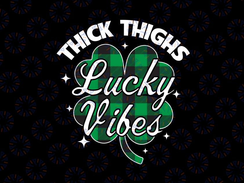 Thick Thighs Lucky Vibes Png, Buffalo Plaid Saint Patrick's Day Png, St. Patrick's Day Sublimation Design, Retro Png, St. Patrick's Print File