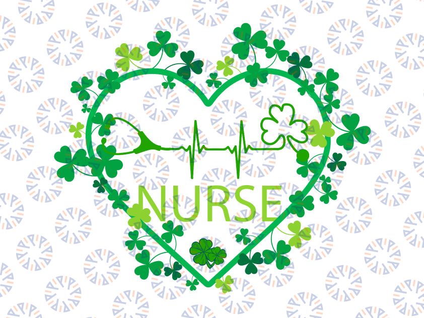 Heart Shamrock Nurse SVG, St Patrick's Day Nursing Svg, Heart Stethoscope SVG St Patrick's Day Lucky Nurse Cut File for Cricut, Shamrocks Clover, Irish