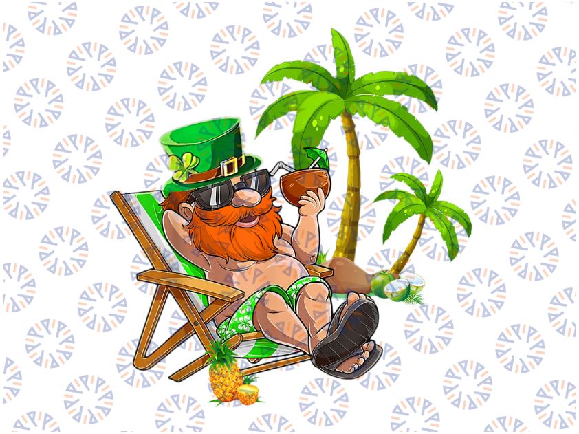 Lucky Irish Leprechaun Hawaiian Surfing PNG, St Patrick Day Retro Png, Mens Hawaiian Irish Leprechaun Surfer Png, Funny Saint Patricks Png
