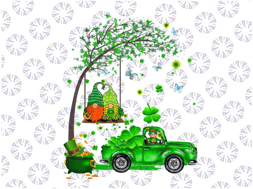 Funny Tractor Gnome PNG, Happy St Patrick Day Png, Vintage Green Truck, St. Patrick's Day, Shamrocks, PNG File, Sublimation