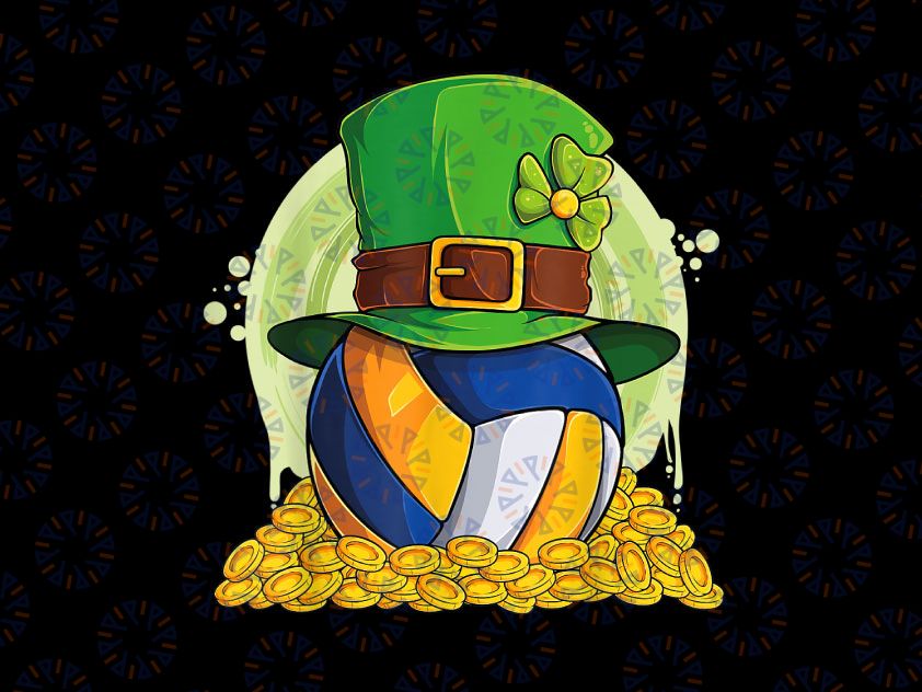 Volleyball Leprechaun St. Patricks Day PNG, St Patrick's Tackle Png irish hat Leaf Clover Png Good Luck Shamrock Lucky Clover Png