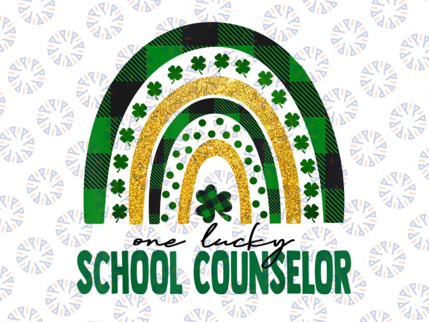 One Lucky School Counselor png, Rainbow St Patricks Day png, Shamrock School Counselor png, St. Patrick's Day School Counselor png