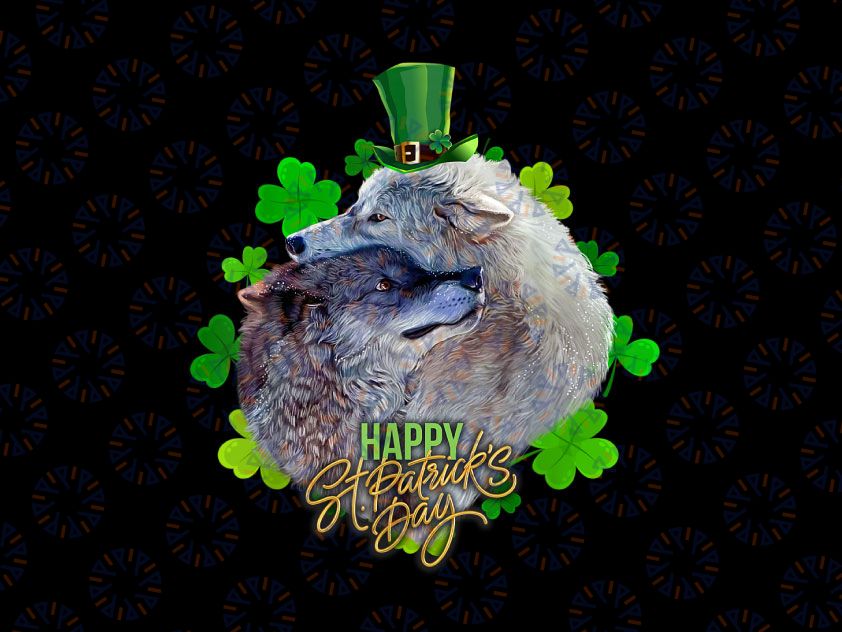 St Patrick's Day Png, Irish Saint Patrick Shamrock Wolf Png, Green Wolf Leprechaun St Patrick's Day Png, Wildlife Animal Lover