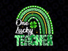 One Lucky Teacher PNG, St Patrick's Day Rainbow Leopard Shamrock Png, St.patricks Day Teacher Png Clover Png