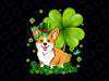 St. Patrick's Day Corgi Png, Green Buffalo Plaid Shamrock Png, Corgi Leprechaun St Patrick's Day Png, Small Dog Lover Gift Png