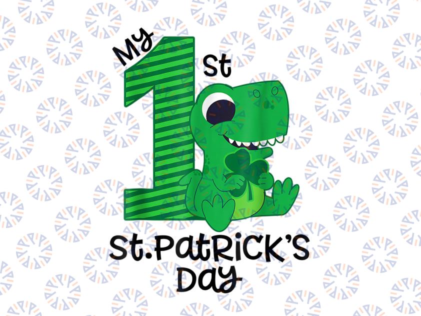 My 1st T-rex Dinosaur PNG, Saint Patrick Day Png, St Patricks Kids Png, Dinosaur st patricks day Png, Dinosaur st Pattys Png