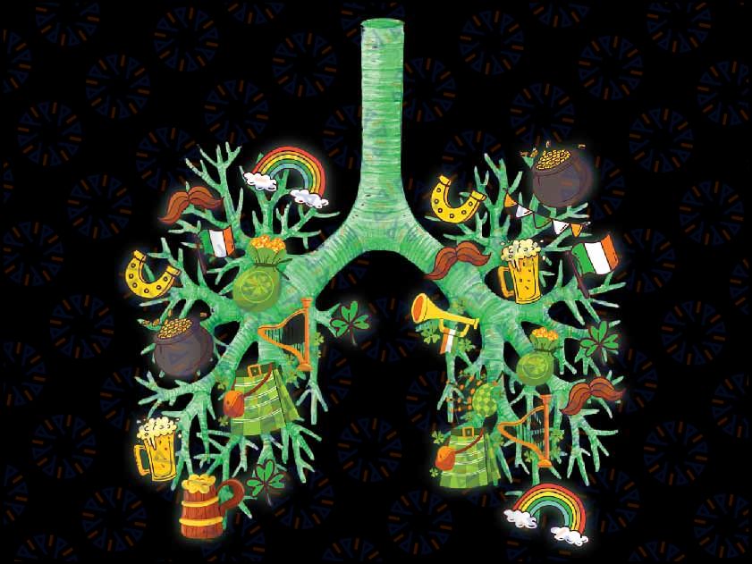 Lungs Respiratory Therapist St Patricks Day Irish Shamrock Png, St Patrick Clipart, Saint Patricks, Shamrock Png, Png Sublimation