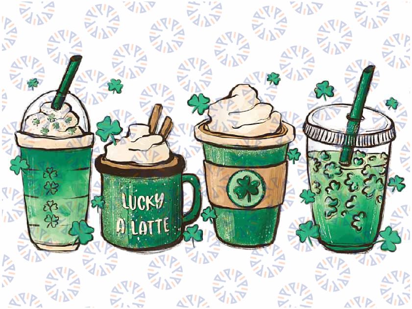 Lucky Latte At St Patricks Day For Coffee Addict Png, St Patrick Clipart, Saint Patricks, Shamrock Png, Png Sublimation