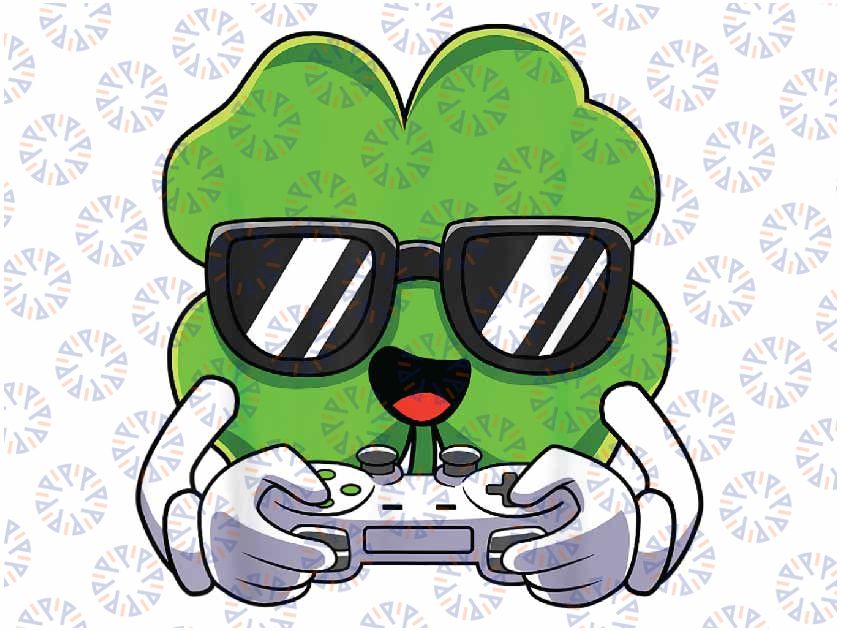 Funny St Patricks Day Shamrock Gaming Boys Girls Gamer Png, Gaming Lover Png, Irish Png, Shamrock Green Png, Digital Download