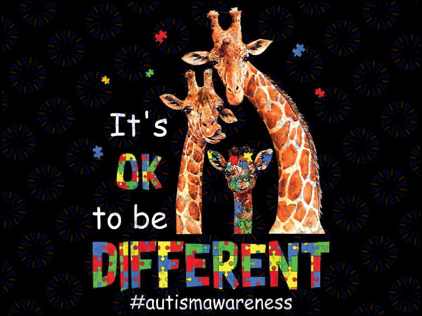 Autism Awareness Women Teacher Its Ok To Be Different Png, Autism Awareness Png, Autism Puzzle Giraffe Png, Giraffe Png, Digital Download