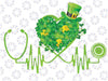 Stethoscope Heartbeat Nurse Doctor St Patricks Day Clover Png, Nurse St Patricks Day, Stethoscope Heartbeat Clover Png, Digital Download