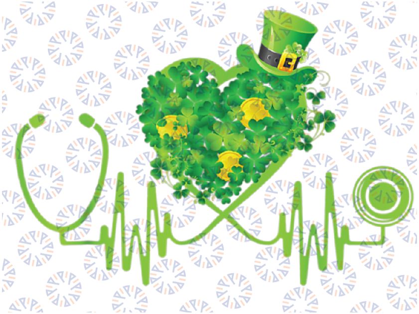 Stethoscope Heartbeat Nurse Doctor St Patricks Day Clover Png, Nurse St Patricks Day, Stethoscope Heartbeat Clover Png, Digital Download