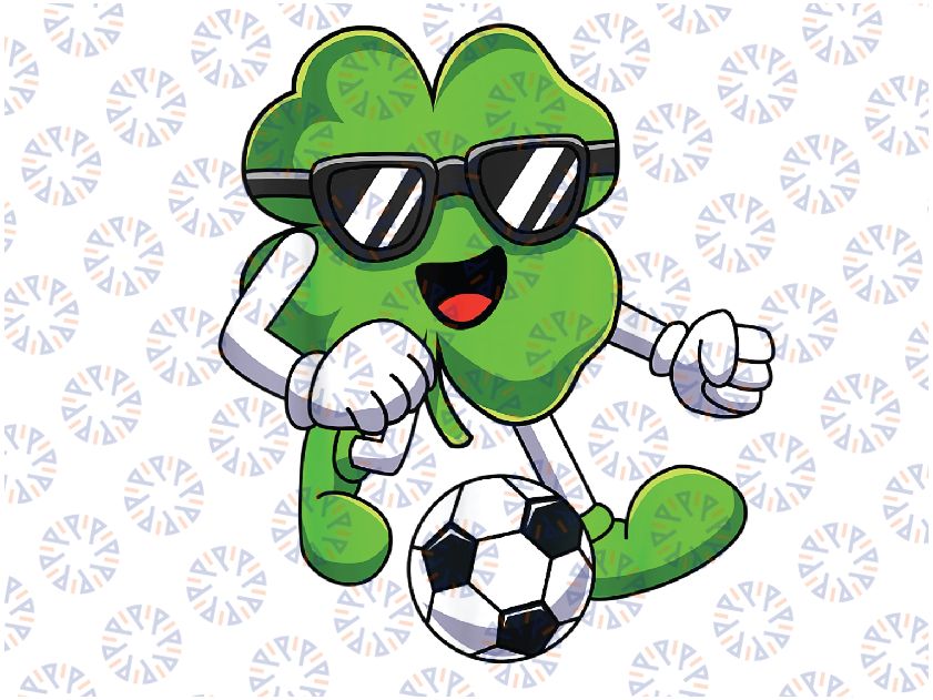 Funny St Patricks Day Shamrock Playing Soccer Boys Girls Png, St. Patrick's Day Png, Soccer ball Png, Digital Download