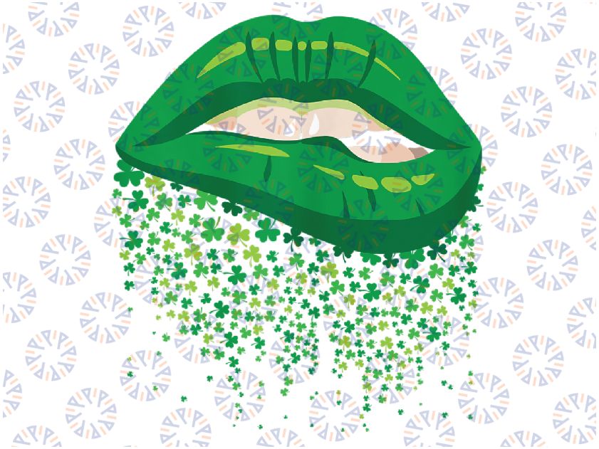 St. Patricks Day Cute Lips With Funny Clovers Png, Green Lips Png,  St Patrick's Day Lips Png, Digital Download