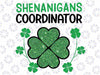 Shenanigans Coordinator Funny St Patricks Day Teacher Png, Saint Patricks Day Png, St. Patricks Svg, Lucky Png, Digital Download