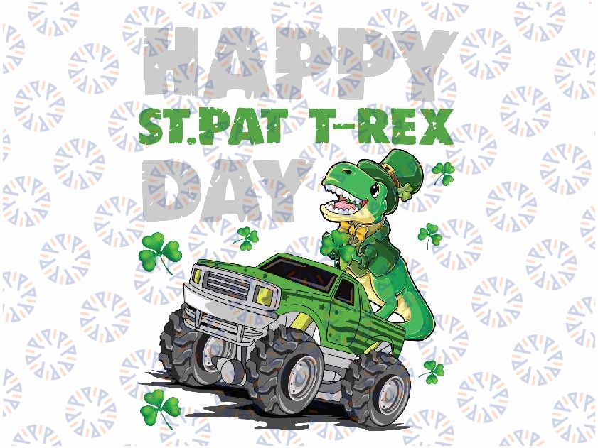 Kids Happy St Pat Trex Day Dinosaur Truck St Patricks Day Png, Dino St Patricks Day Png, Shamrock Png, Instant Download