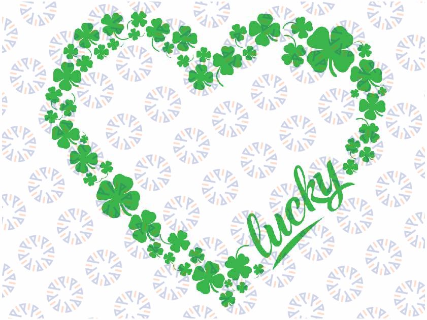 St. Patrick Lucky Clover Heart Shamrock Lucky Svg, Lucky Clover St Patrick's Day Png, Heart Lucky Sublimation Png, Digital Download