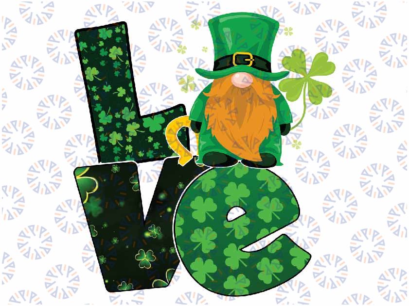 Love Gnome Shamrock Horseshoe Lucky Png,St. Patricks Day Png, St. Patricks gnome Png, Happy St Patricks Day Png, Sublimate design download