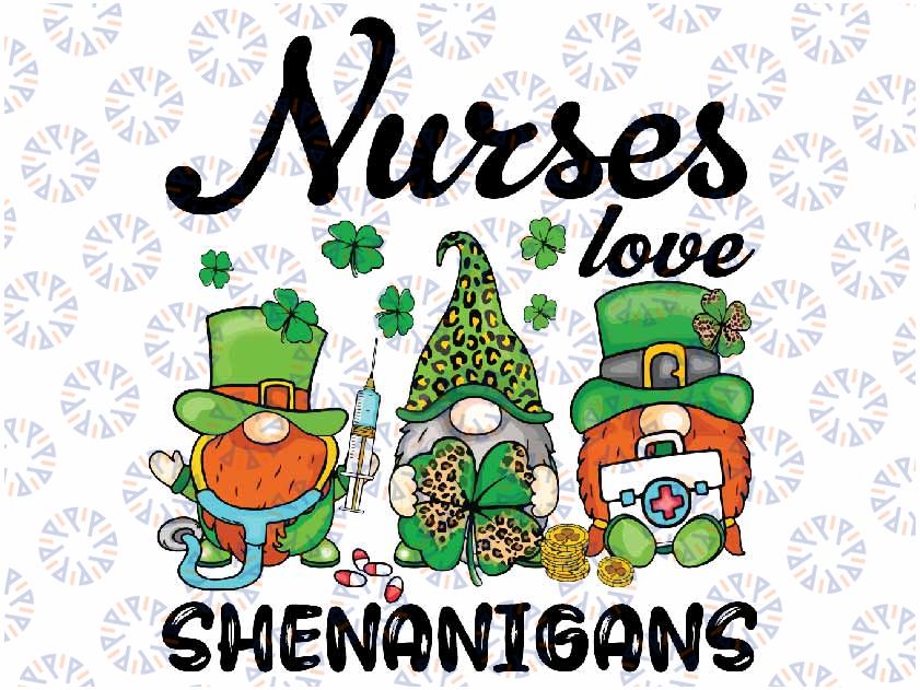 St Patricks Nurses Love Shenanigans Gnomes Scrub Png, St. Patrick's Day Png, Gnomes Nurse Png, PNG Digital Download