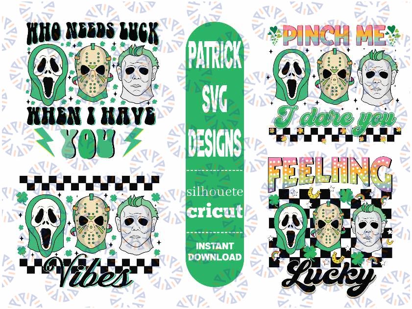 Retro Horr-or Movie St Patricks Day svg, retro st patricks day sublimation design, pinch me I dare you svg, lucky vibes, feeling lucky svg