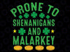 Prone To Shenanigans And Malarkey St Patricks Day Svg, St Patricks Day Png, Shamrock Png, Irish Png, Digital Download