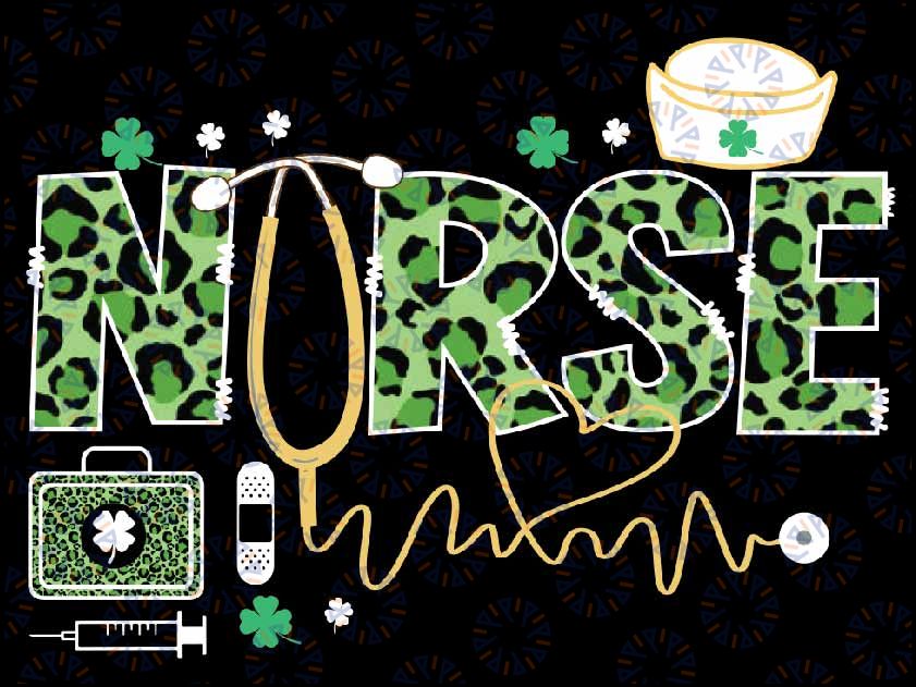 Leopard Nurse Stethoscope Scrub St Patricks Day Irish Nurses png, Leopard Nurse Png, Nurse Png, Nurse St Patricks Day Png, Digital Download