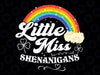 Little Miss Shenanigans St Patricks Day Svg, Lucky Shamrock Rainbow Png, Paddys Day, Digital Download