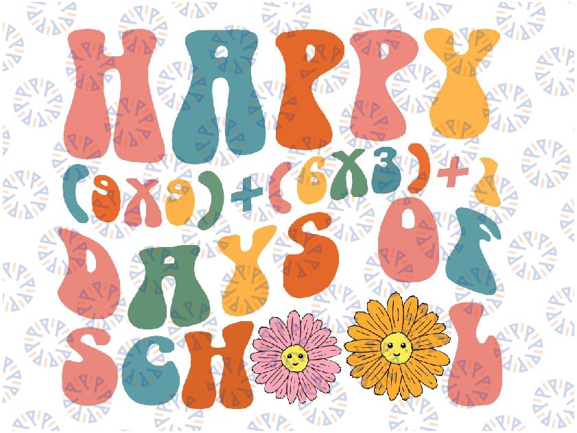 Groovy Happy 100 Days Of School Math Formula Teachers Kids Svg, Love Shool Svg, Happy 100 Days Of School Svg,Digital Download