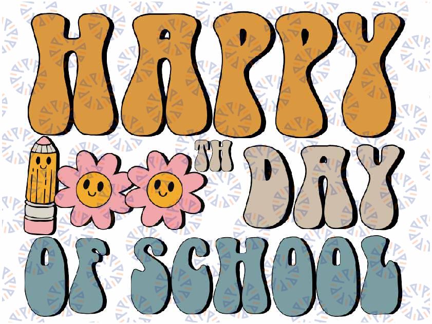 Groovy Teacher 100 Days of School Student Happy Svg, Happy 100 Days svg, Love School, Digital Download