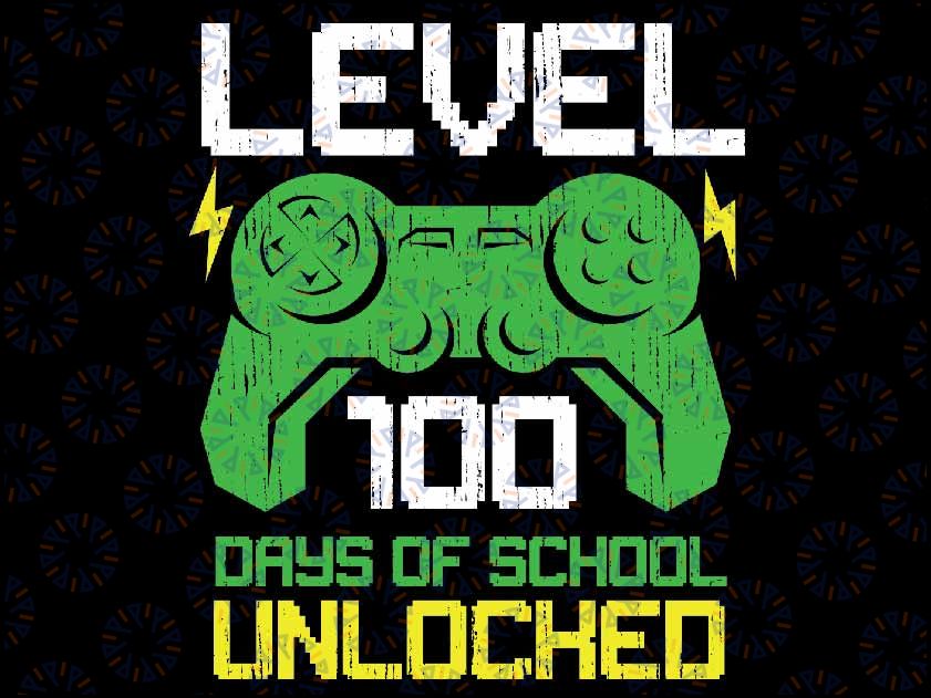 100th Day of School Boys Svg Png, 100 Days of School With Gamer Svg, Level 100 Days Of School Unlock Png, Digital Download