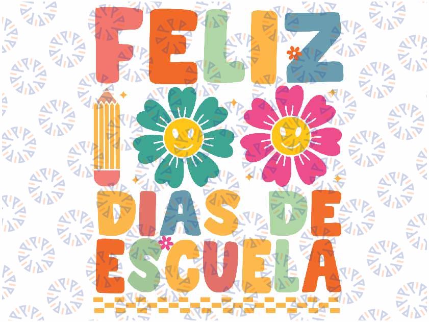 Groovy Feliz 100 Dias De Escuela Svg, Groovy 100 Days Spanish Svg Png, 100 Days Of School Png, Digital Download