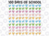 100 Days of School Hearts 100th Vintage Teacher Retro Svg, 100 Days of School Hearts Png Svg, Digital Download