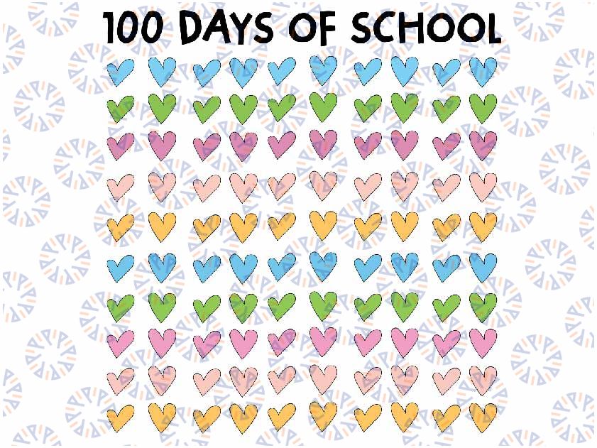 100 Days of School Hearts 100th Vintage Teacher Retro Svg, 100 Days of School Hearts Png Svg, Digital Download