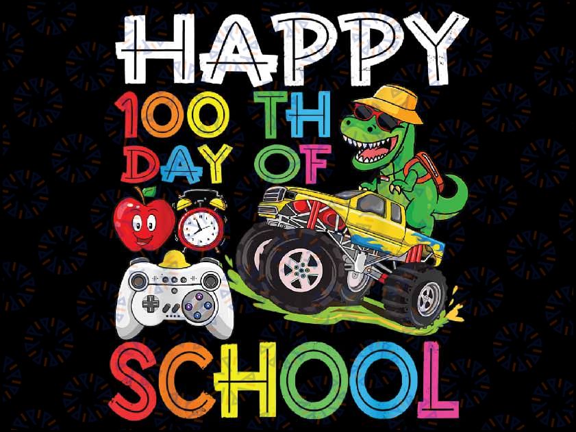 Happy 100th Day Of School Student Cute Dinosaur 100 Days Png, Dinosaur  With Truck Cute Png, Digital Download