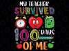 Funny My Teacher Survived 100 Days Of Me 100th Day Of School Png, Love School Png, 100th Days of School Png, Digital Download