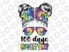 100 Days Smarter Girls Messy Bun Hair 100th Day Of School Png, Love School Png, 100th Days of School Png, Digital Download