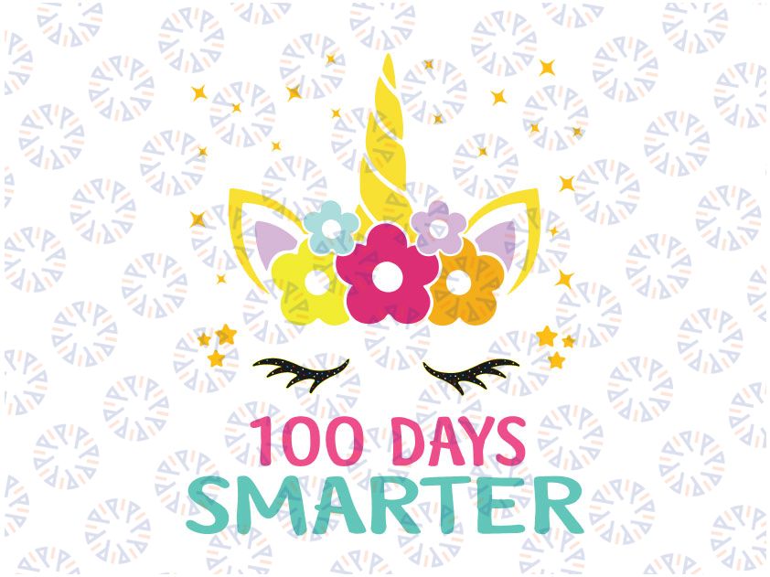 100 Days of School Svg, Unicorn School Cut File, 100 Days Smarter Unicorn Svg, Unicorn School Clipart Svg Png Dxf