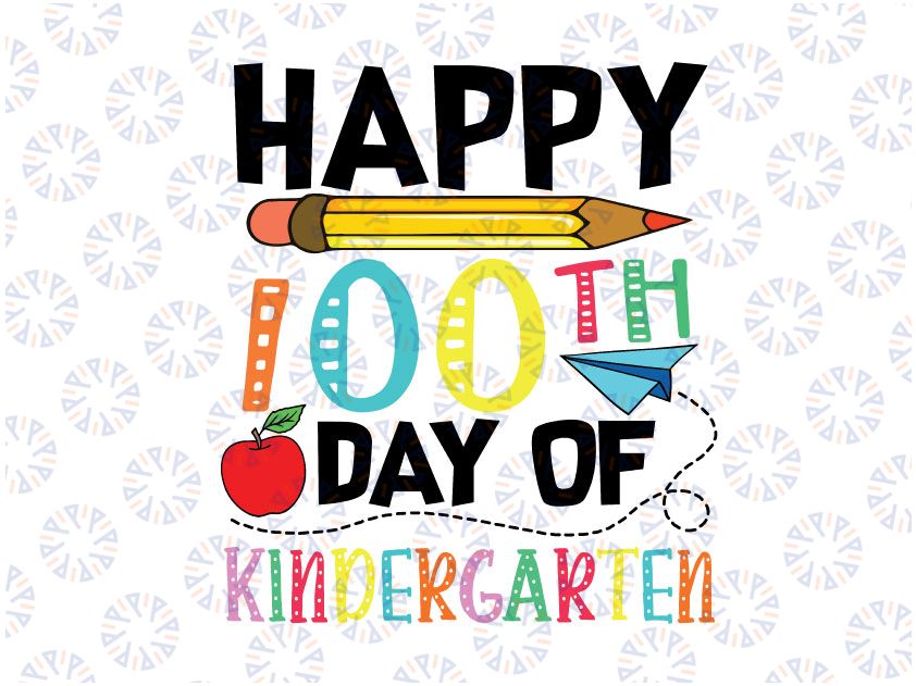 100 Days Of Kindergarten Svg Png - Happy 100th Day Of School Gift Svg, 100 Days of School Svg, Kindergarten Svg, 100 Days Svg Files