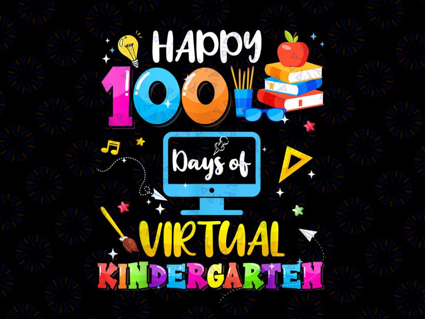 Happy 100th Day Of School Virtual Learning Kindergarten PNG, 100 Days of School Png, Heart, 100th Day, Cute Teacher Png