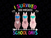 I Survived 100 Masked School Days PNG, Llama Virtual Teacher Girl Png, Quarantine Llama, Llama Masked PNG Sublimation Design