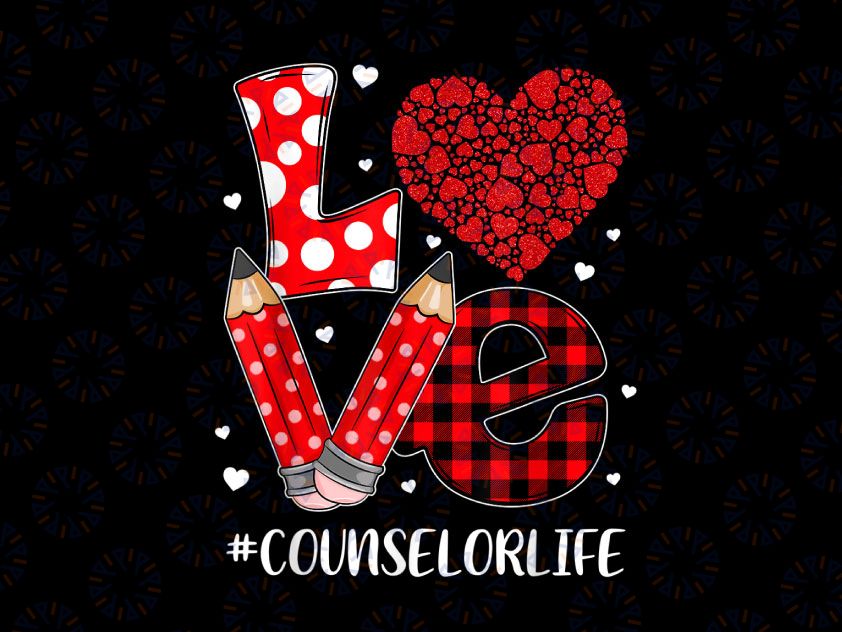 Funny Plaid Heart LOVE Counselor PNG, Valentine Day Png, Happy Valentine's Day Png, Valentine Png, Buffalo Plaid Heart Png