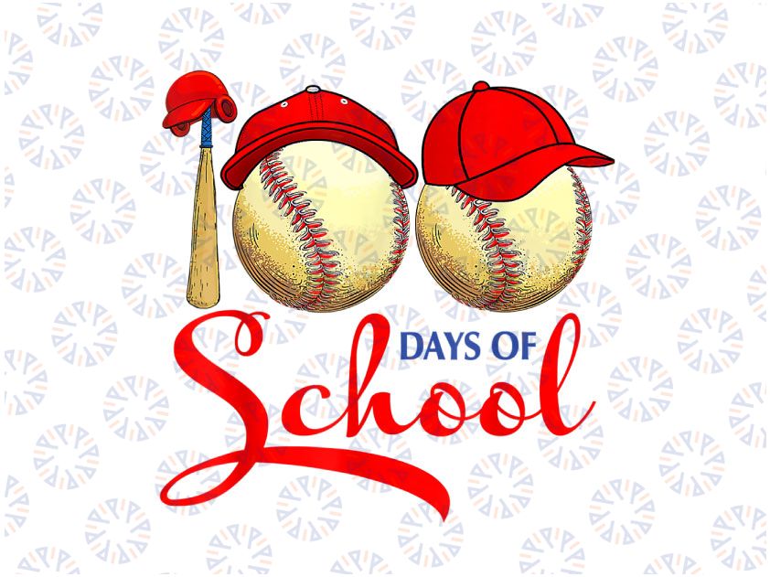 Happy 100th Day PNG, 100 Days of School Baseball Png, 100 Days of School Png, 100 Days Png, 100 Days Boy Png, 100 Days Baseball Png